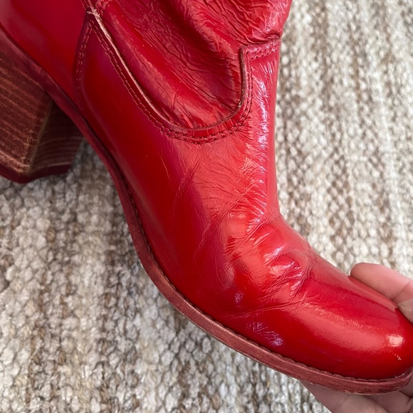Red Leather Ankle Boots - Picture 10 of 16
